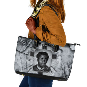 Nat Turner Leather Tote Bag Black History Rebellion - Vintage Newspaper