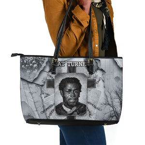 Nat Turner Leather Tote Bag Black History Rebellion - Vintage Newspaper