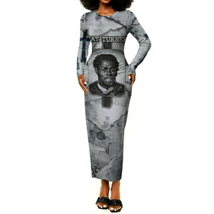 Nat Turner Long Sleeve Bodycon Dress Black History Rebellion - Vintage Newspaper
