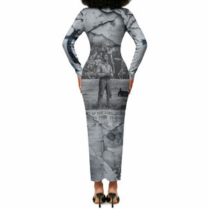 Nat Turner Long Sleeve Bodycon Dress Black History Rebellion - Vintage Newspaper
