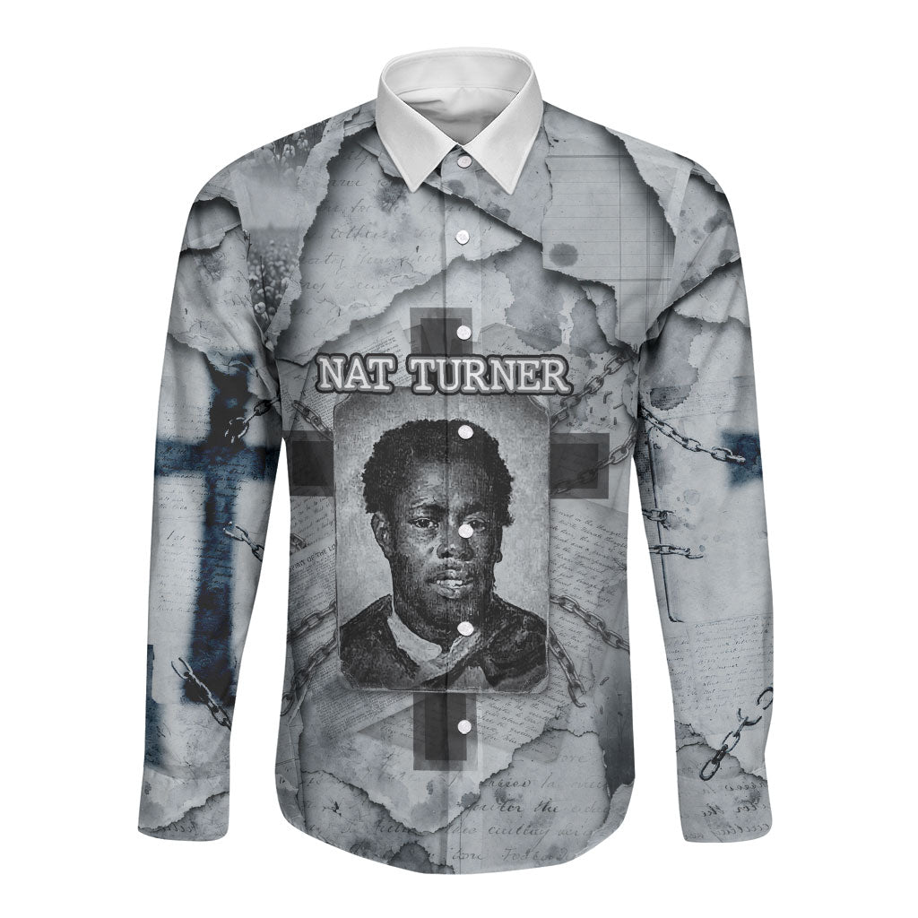 Nat Turner Long Sleeve Button Shirt Black History Rebellion - Vintage Newspaper