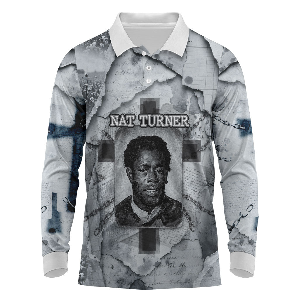 Nat Turner Long Sleeve Polo Shirt Black History Rebellion - Vintage Newspaper