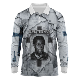 Nat Turner Long Sleeve Polo Shirt Black History Rebellion - Vintage Newspaper