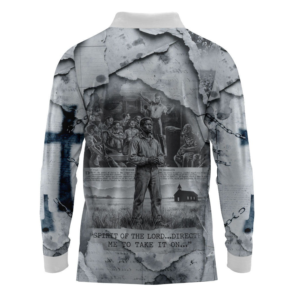 Nat Turner Long Sleeve Polo Shirt Black History Rebellion - Vintage Newspaper