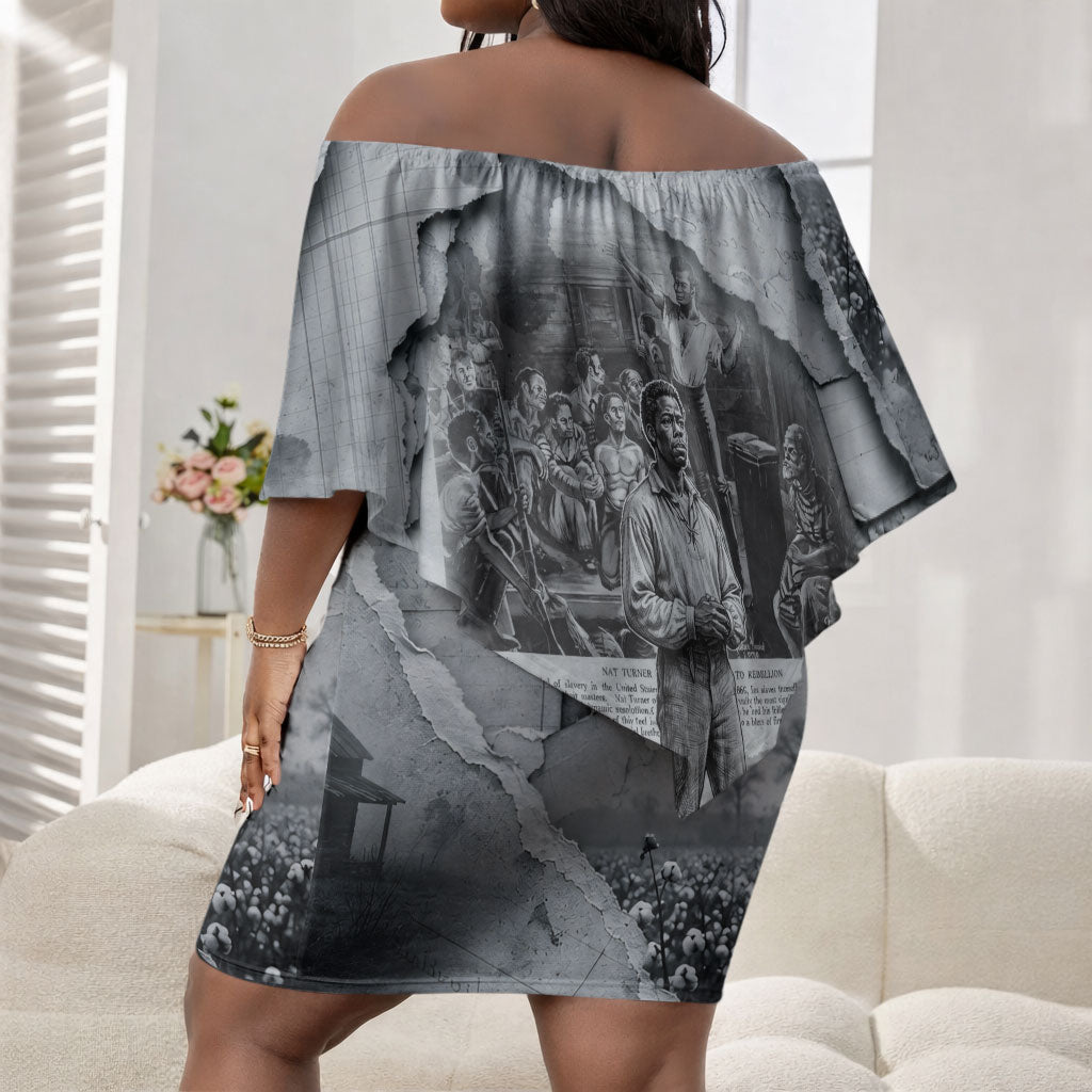 Nat Turner Off Shoulder Short Dress Black History Rebellion - Vintage Newspaper