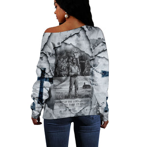 Nat Turner Off Shoulder Sweater Black History Rebellion - Vintage Newspaper