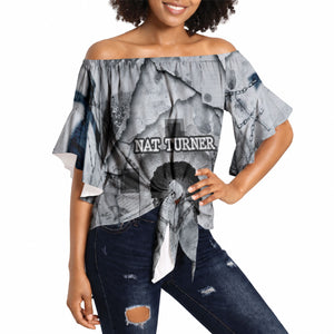 Nat Turner Off Shoulder Wrap Waist Top Black History Rebellion - Vintage Newspaper