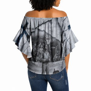 Nat Turner Off Shoulder Wrap Waist Top Black History Rebellion - Vintage Newspaper