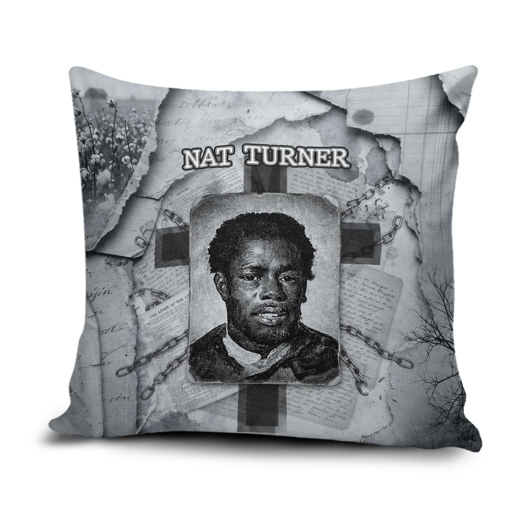 Nat Turner Pillow Cover Black History Rebellion - Vintage Newspaper
