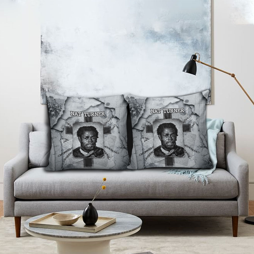 Nat Turner Pillow Cover Black History Rebellion - Vintage Newspaper
