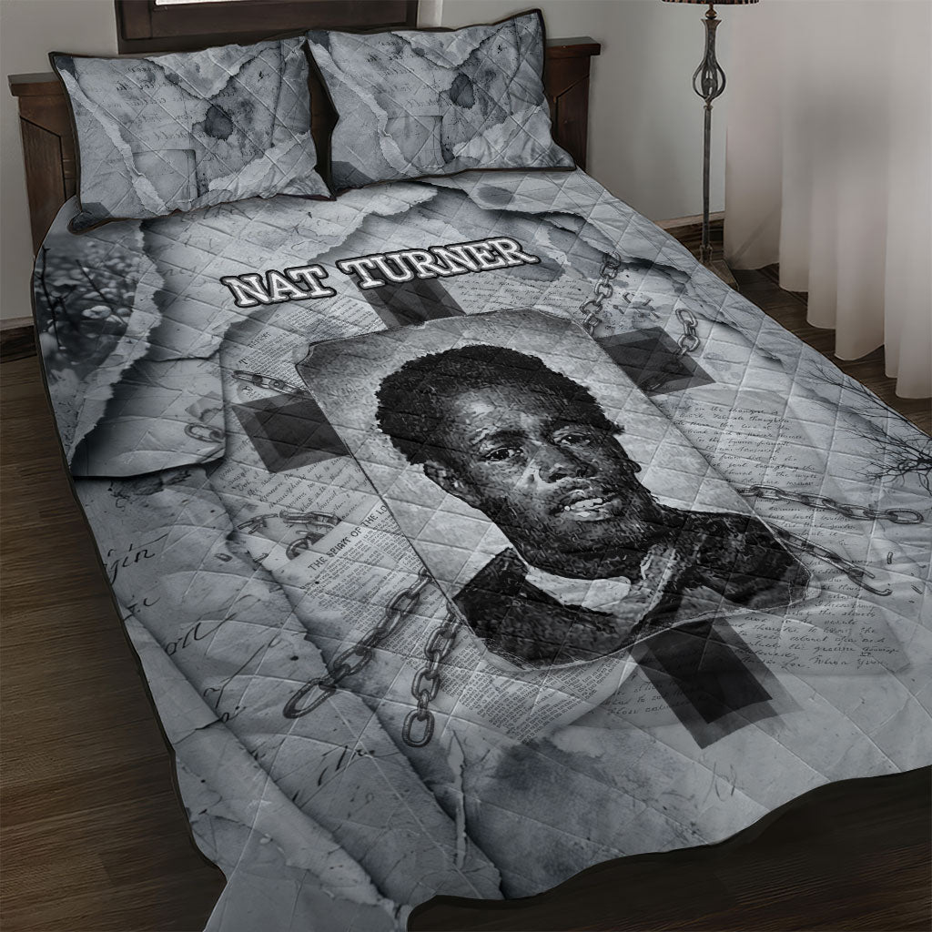 Nat Turner Quilt Bed Set Black History Rebellion - Vintage Newspaper