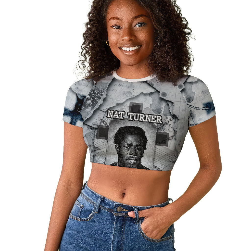 Nat Turner Raglan Cropped T shirt Black History Rebellion - Vintage Newspaper
