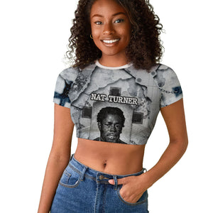 Nat Turner Raglan Cropped T shirt Black History Rebellion - Vintage Newspaper