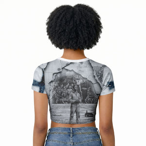 Nat Turner Raglan Cropped T shirt Black History Rebellion - Vintage Newspaper