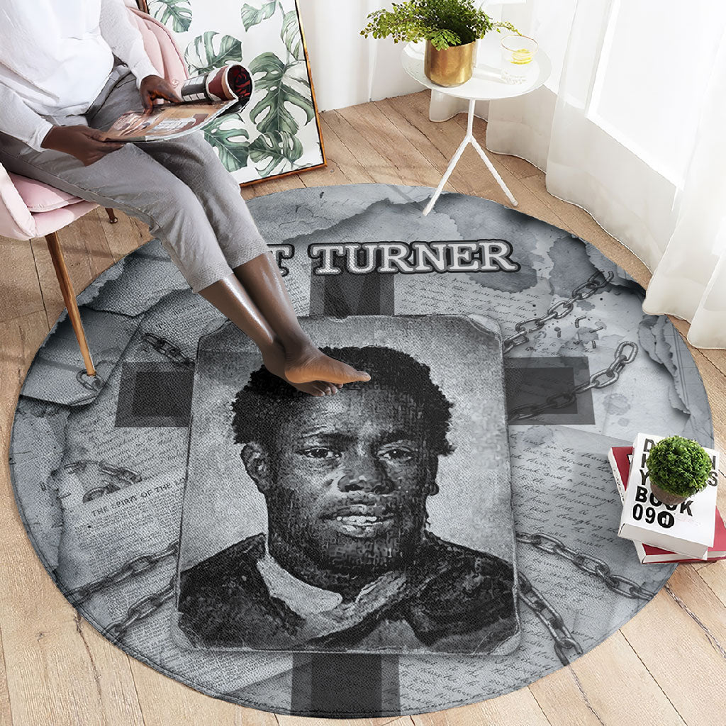 Nat Turner Round Carpet Black History Rebellion - Vintage Newspaper