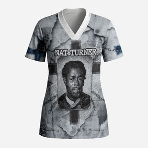 Nat Turner Scrub Top Black History Rebellion - Vintage Newspaper