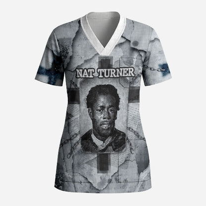 Nat Turner Scrub Top Black History Rebellion - Vintage Newspaper