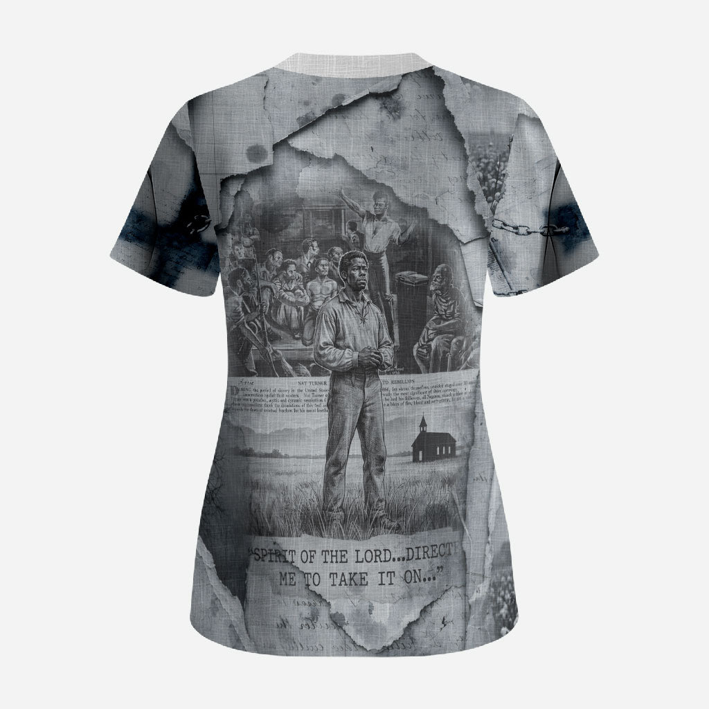 Nat Turner Scrub Top Black History Rebellion - Vintage Newspaper