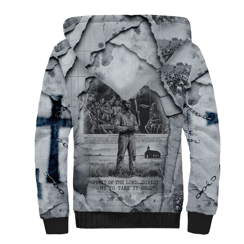 Nat Turner Sherpa Hoodie Black History Rebellion - Vintage Newspaper