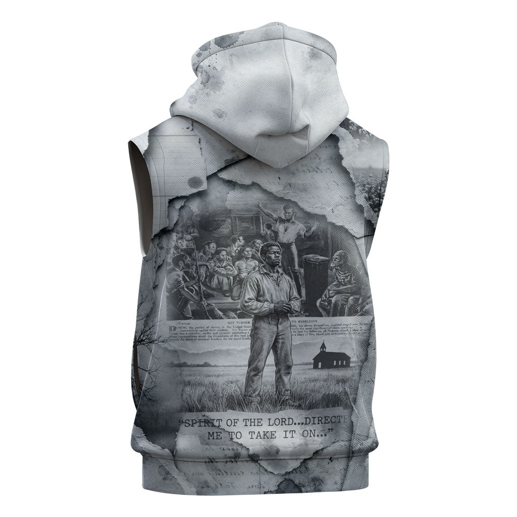 Nat Turner Sleeveless Hoodie Black History Rebellion - Vintage Newspaper