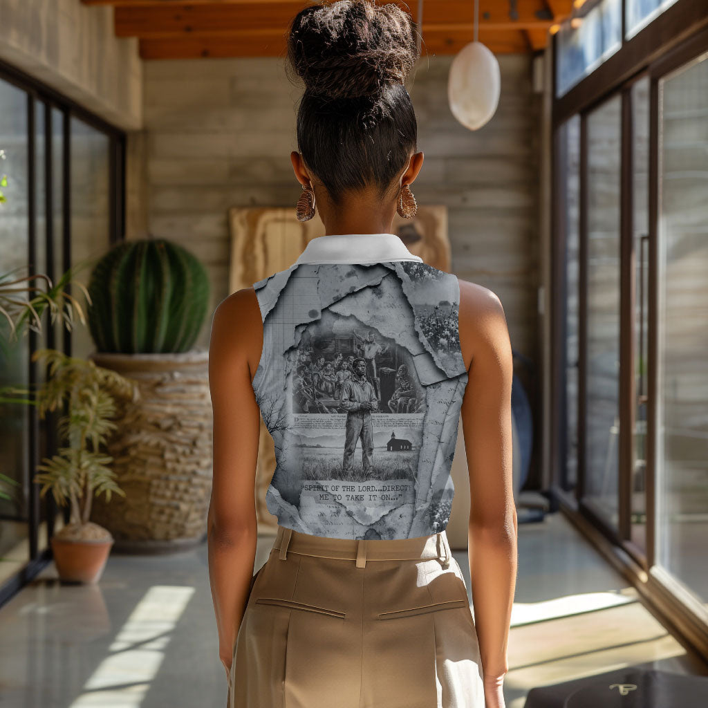 Nat Turner Women Sleeveless Polo Shirt Black History Rebellion - Vintage Newspaper