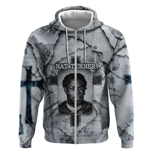Nat Turner Zip Hoodie Black History Rebellion - Vintage Newspaper