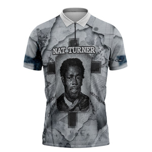 Nat Turner Zipper Polo Shirt Black History Rebellion - Vintage Newspaper