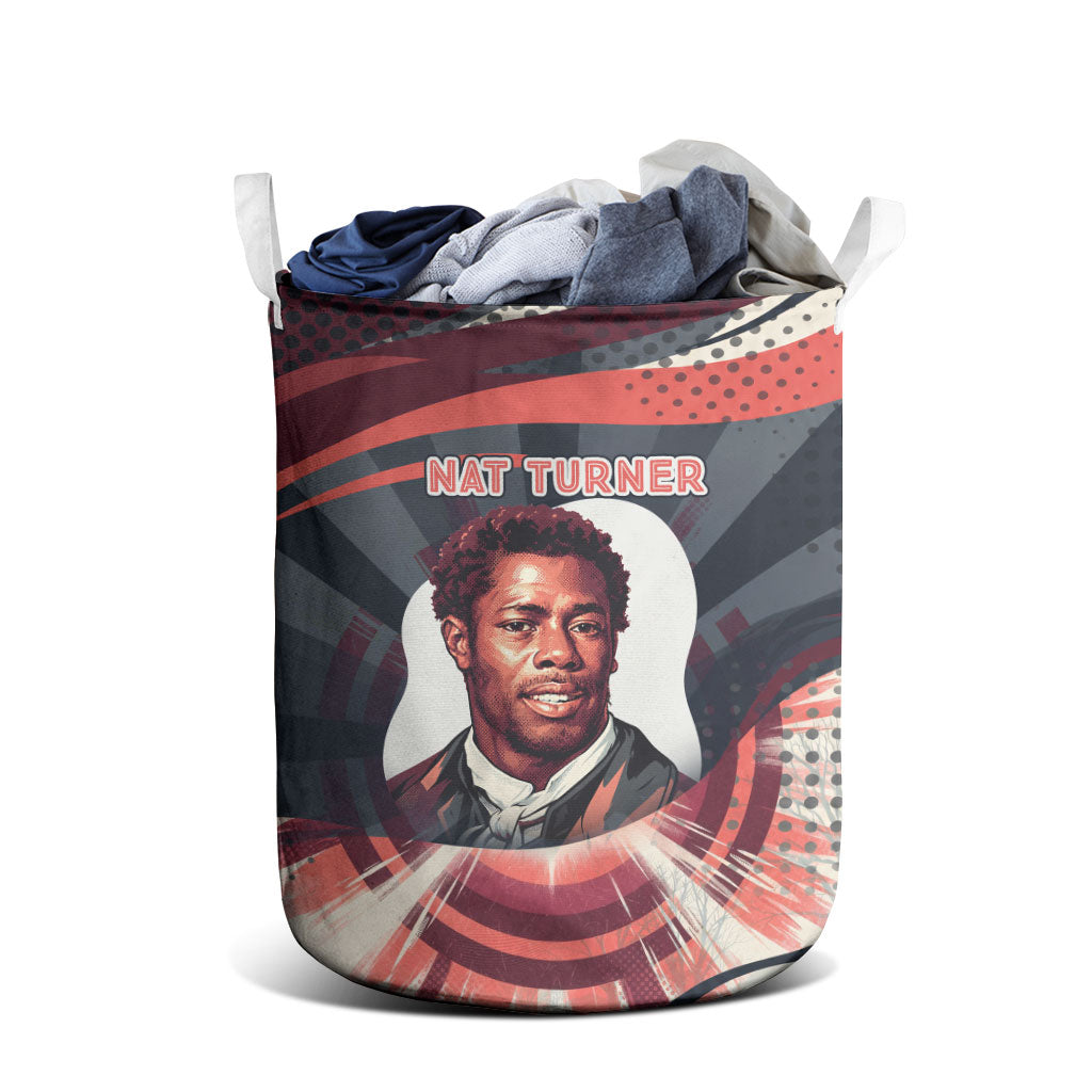 Nat Turner Black History Laundry Basket Retro Pop Art Swirl Sunburst Portrait Freedom