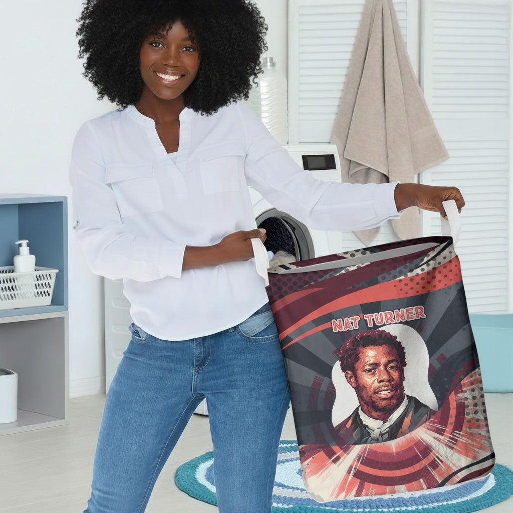 Nat Turner Black History Laundry Basket Retro Pop Art Swirl Sunburst Portrait Freedom