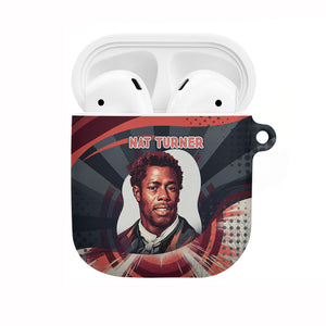 Nat Turner Black History AirPods Case Retro Pop Art Swirl Sunburst Portrait Freedom