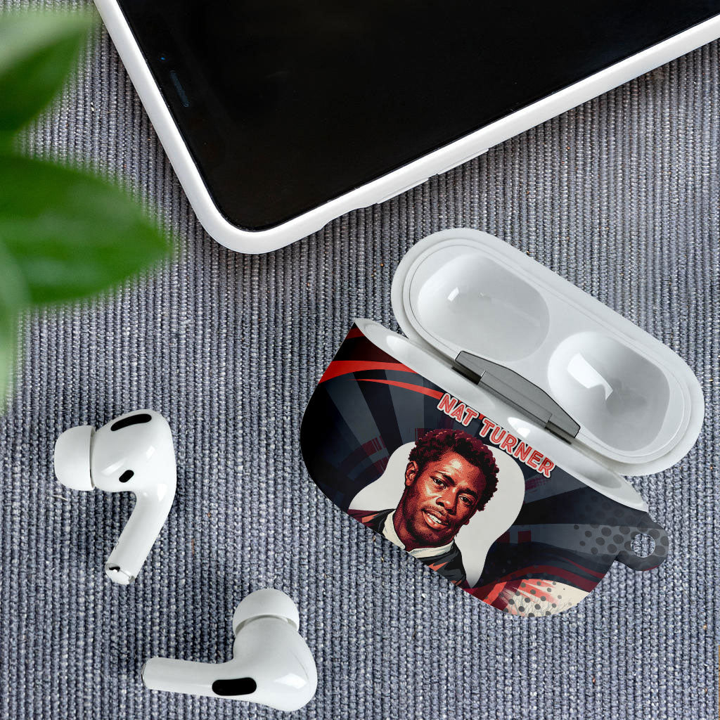 Nat Turner Black History AirPods Case Retro Pop Art Swirl Sunburst Portrait Freedom