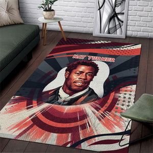 Nat Turner Black History Area Rug Retro Pop Art Swirl Sunburst Portrait Freedom