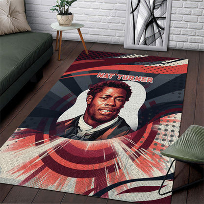 Nat Turner Black History Area Rug Retro Pop Art Swirl Sunburst Portrait Freedom