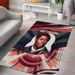 Nat Turner Black History Area Rug Retro Pop Art Swirl Sunburst Portrait Freedom