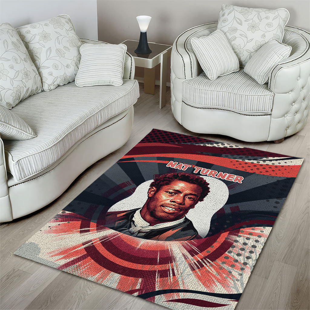 Nat Turner Black History Area Rug Retro Pop Art Swirl Sunburst Portrait Freedom