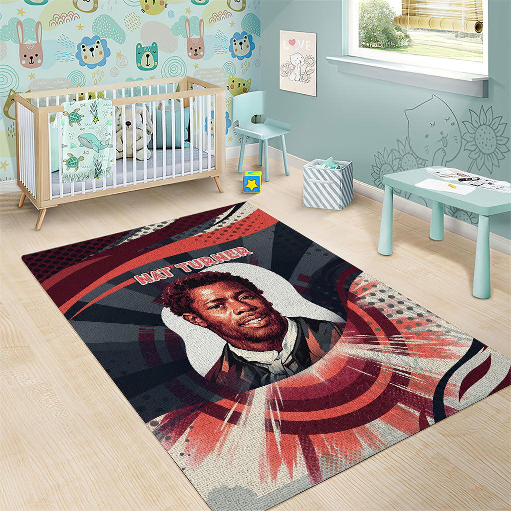 Nat Turner Black History Area Rug Retro Pop Art Swirl Sunburst Portrait Freedom