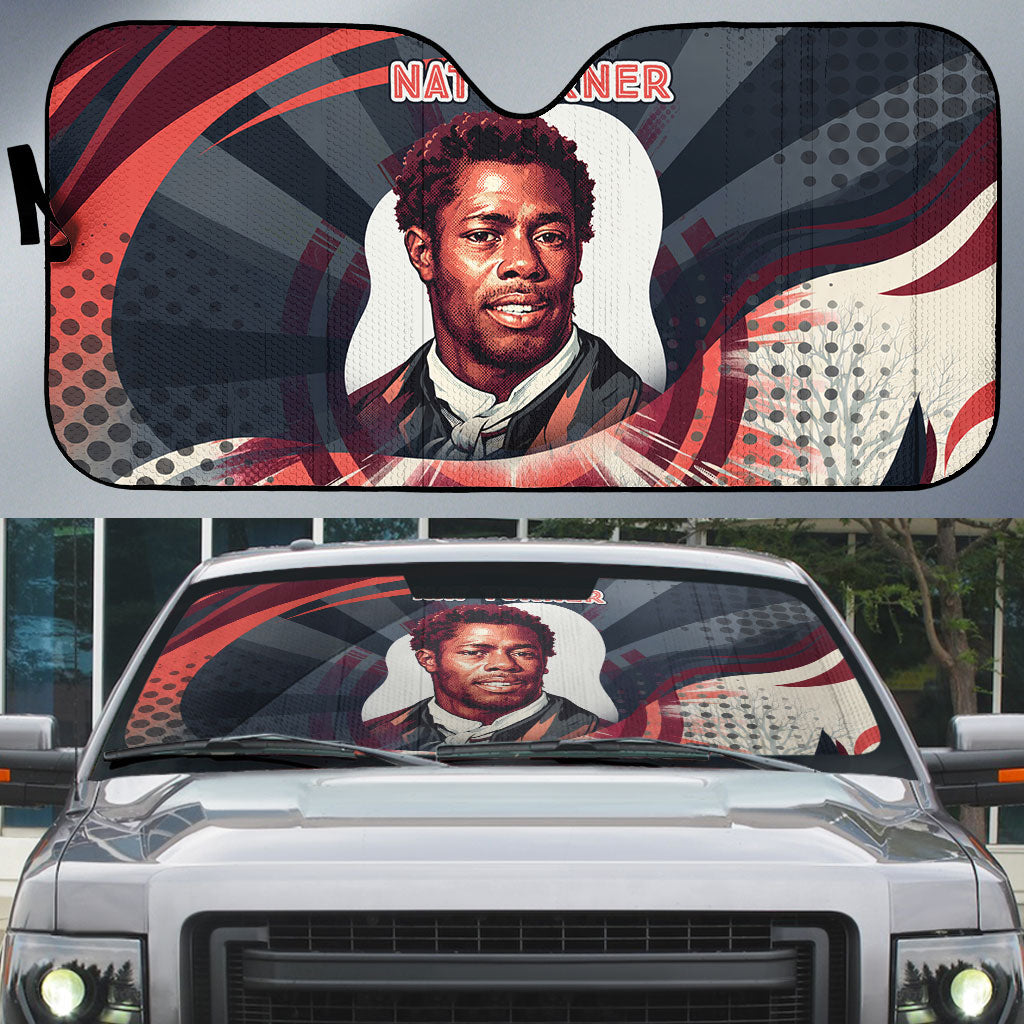 Nat Turner Black History Auto Sun Shade Retro Pop Art Swirl Sunburst Portrait Freedom