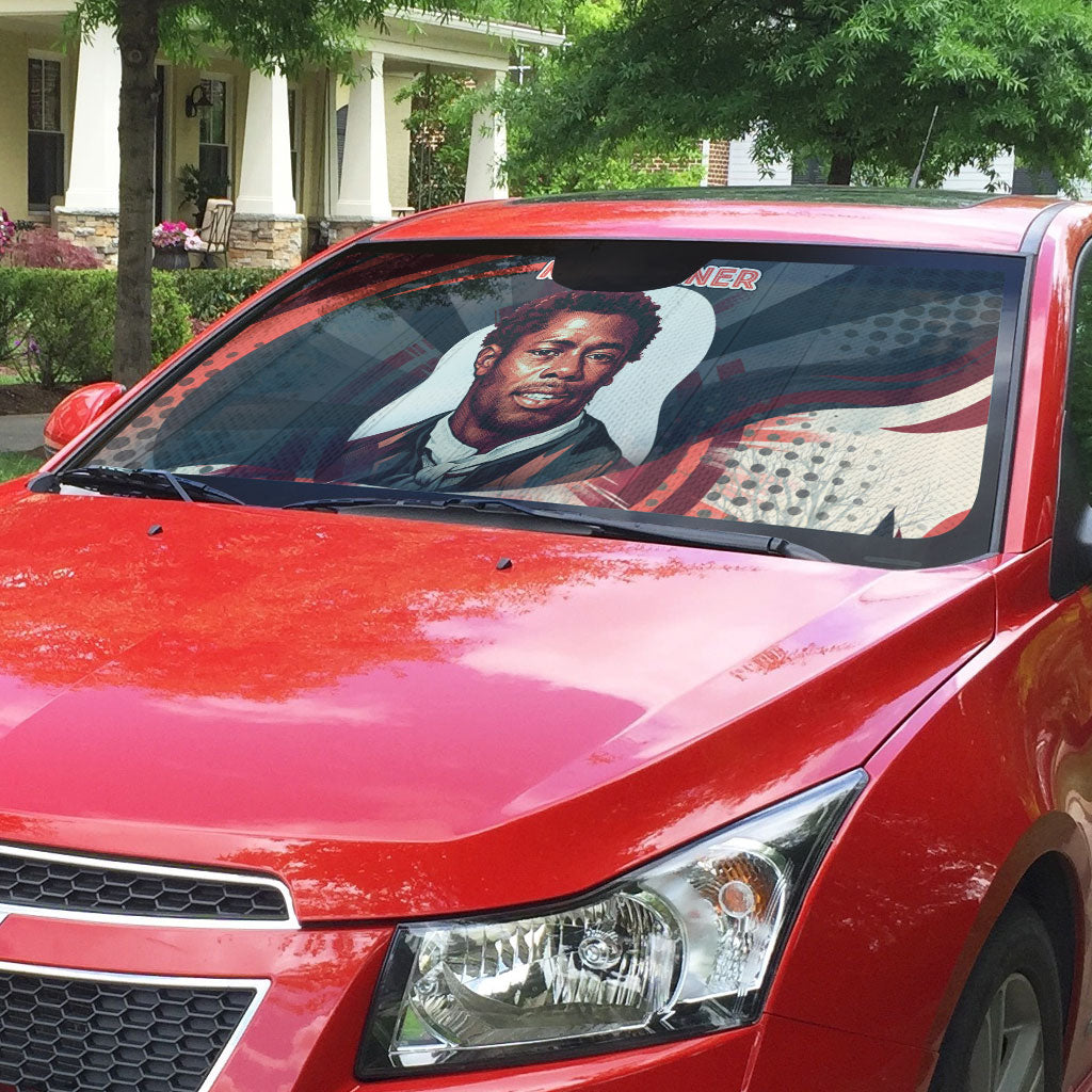 Nat Turner Black History Auto Sun Shade Retro Pop Art Swirl Sunburst Portrait Freedom