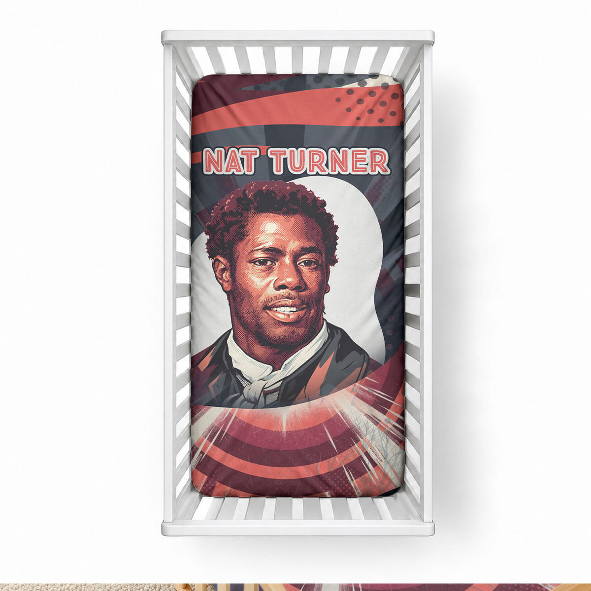 Nat Turner Black History Baby Bed Cover Retro Pop Art Swirl Sunburst Portrait Freedom