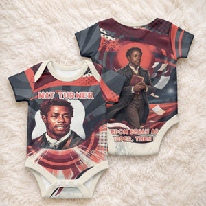 Nat Turner Black History Baby Onesie Retro Pop Art Swirl Sunburst Portrait Freedom