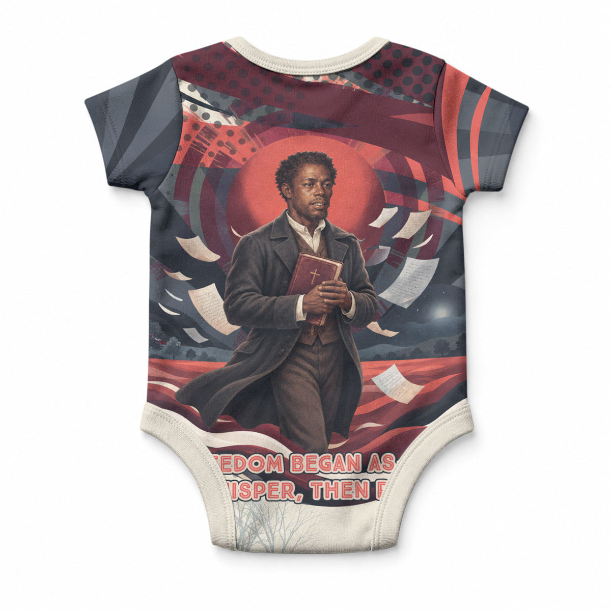 Nat Turner Black History Baby Onesie Retro Pop Art Swirl Sunburst Portrait Freedom
