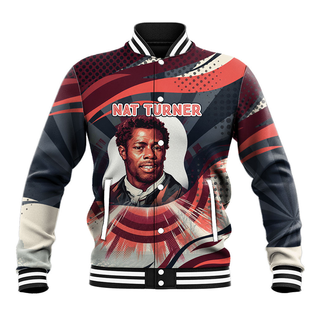 Nat Turner Black History Baseball Jacket Retro Pop Art Swirl Sunburst Portrait Freedom