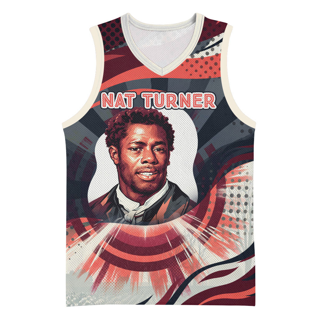 Nat Turner Black History Basketball Jersey Retro Pop Art Swirl Sunburst Portrait Freedom