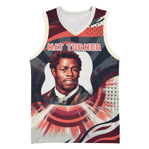 Nat Turner Black History Basketball Jersey Retro Pop Art Swirl Sunburst Portrait Freedom