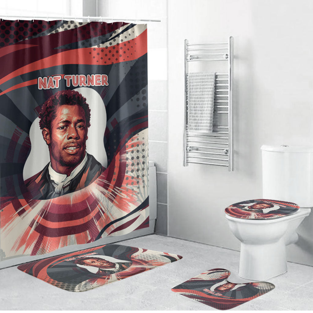 Nat Turner Black History Bathroom Set Retro Pop Art Swirl Sunburst Portrait Freedom
