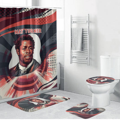 Nat Turner Black History Bathroom Set Retro Pop Art Swirl Sunburst Portrait Freedom
