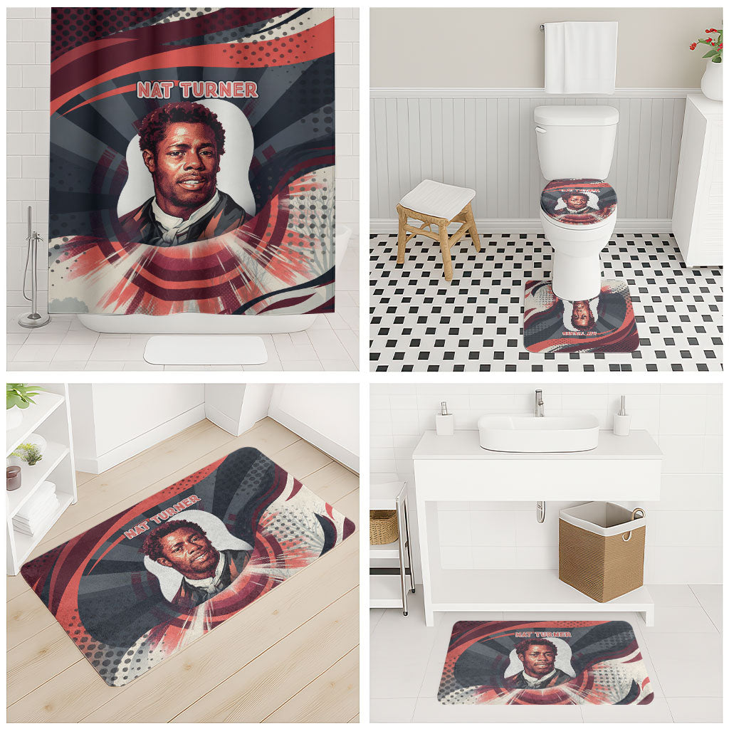 Nat Turner Black History Bathroom Set Retro Pop Art Swirl Sunburst Portrait Freedom