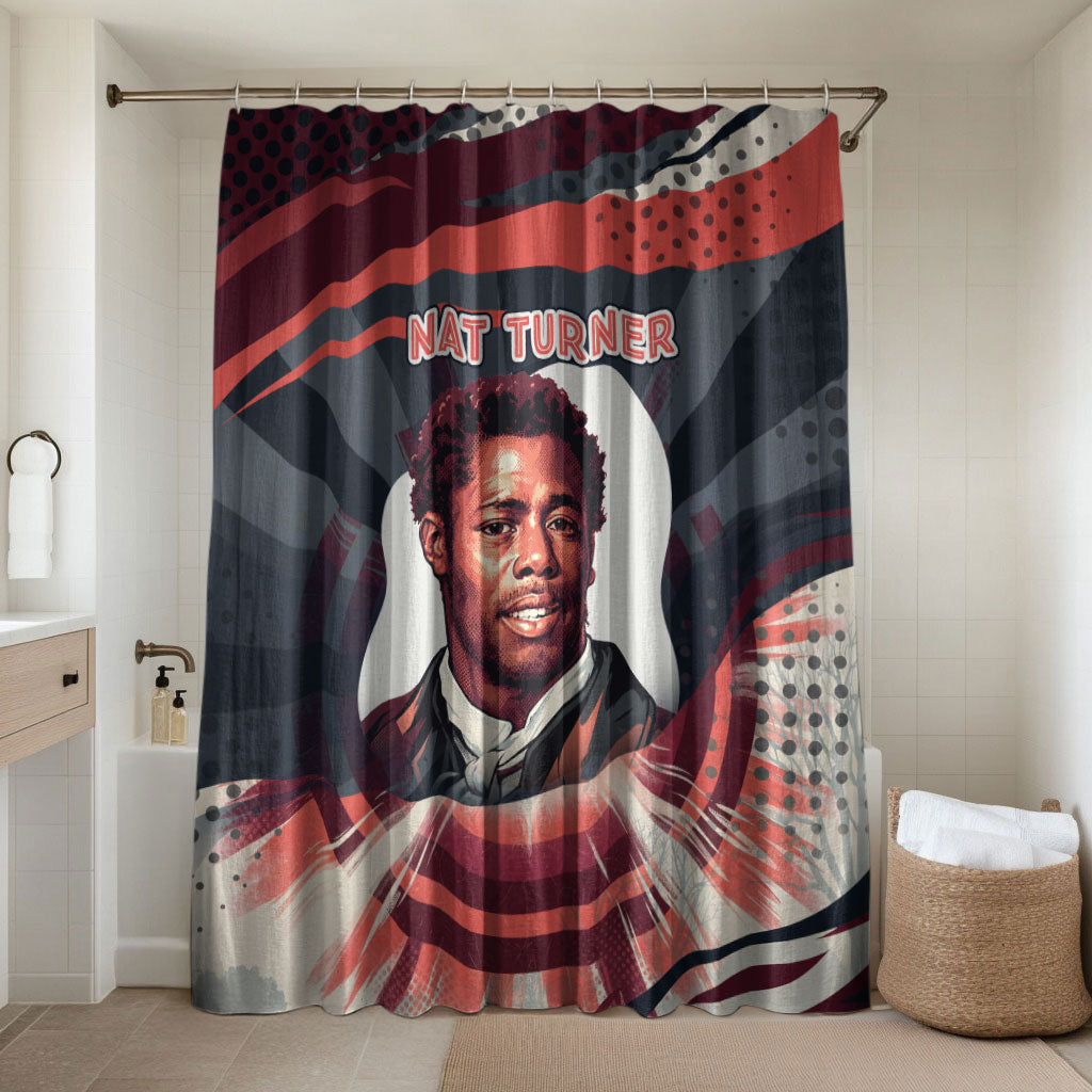 Nat Turner Black History Bathroom Set Retro Pop Art Swirl Sunburst Portrait Freedom