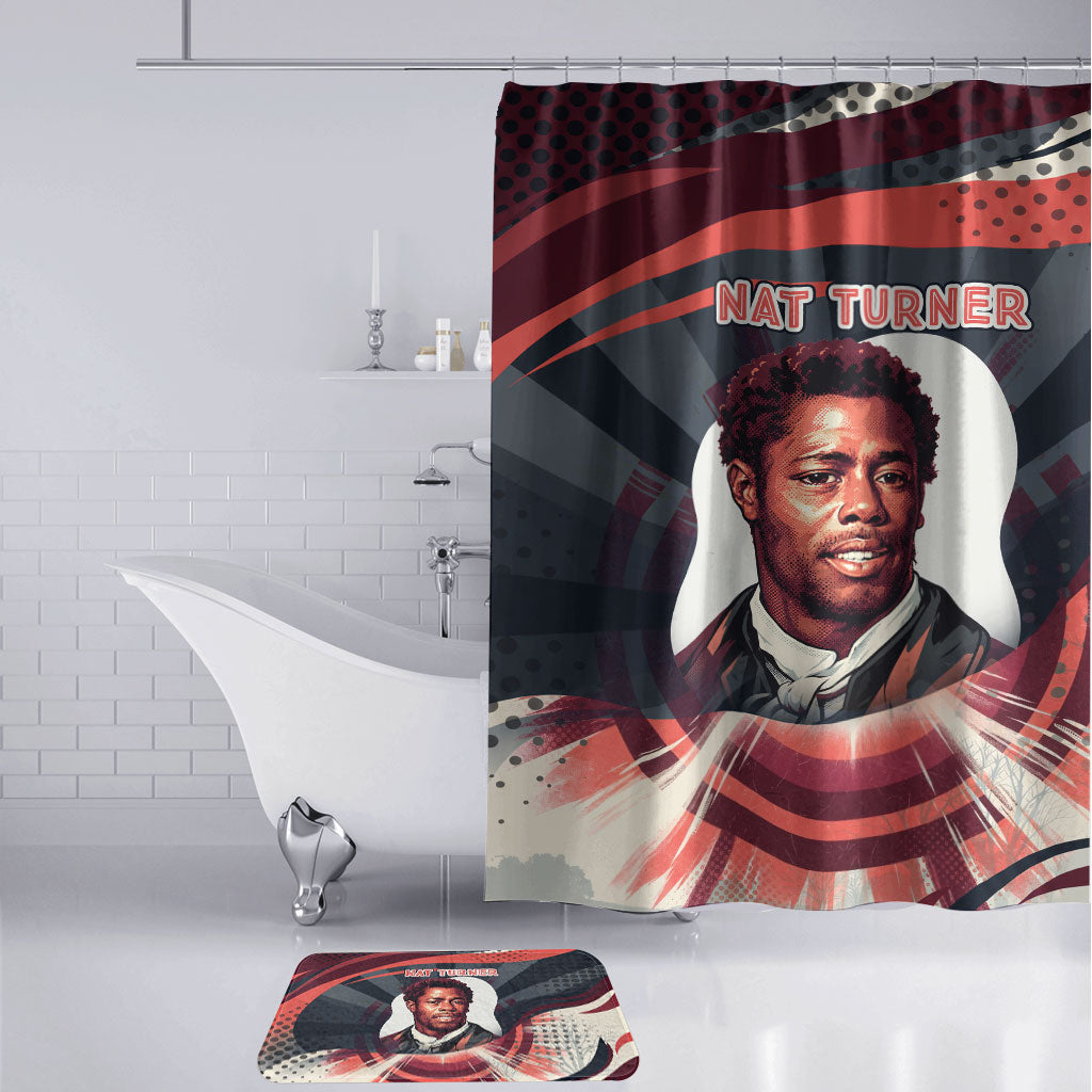 Nat Turner Black History Bathroom Set Retro Pop Art Swirl Sunburst Portrait Freedom