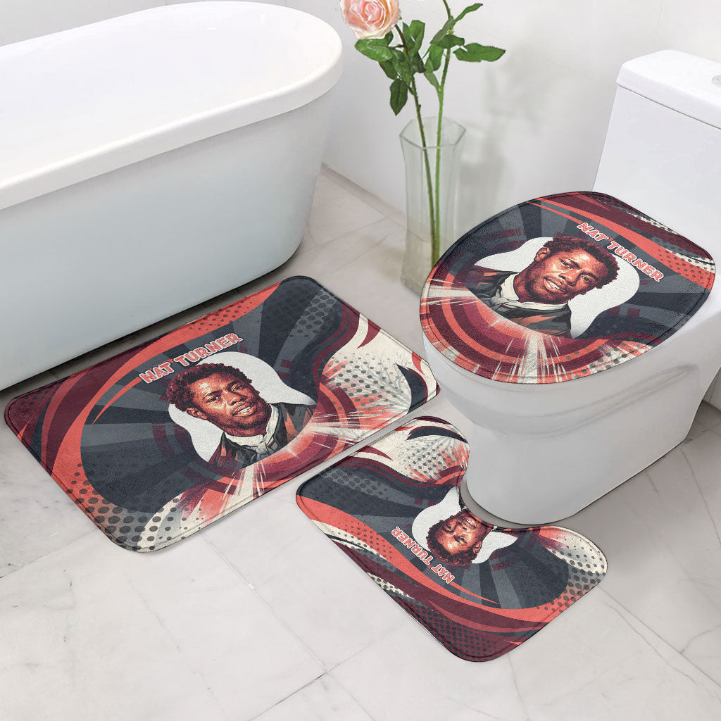 Nat Turner Black History Bathroom Set Retro Pop Art Swirl Sunburst Portrait Freedom